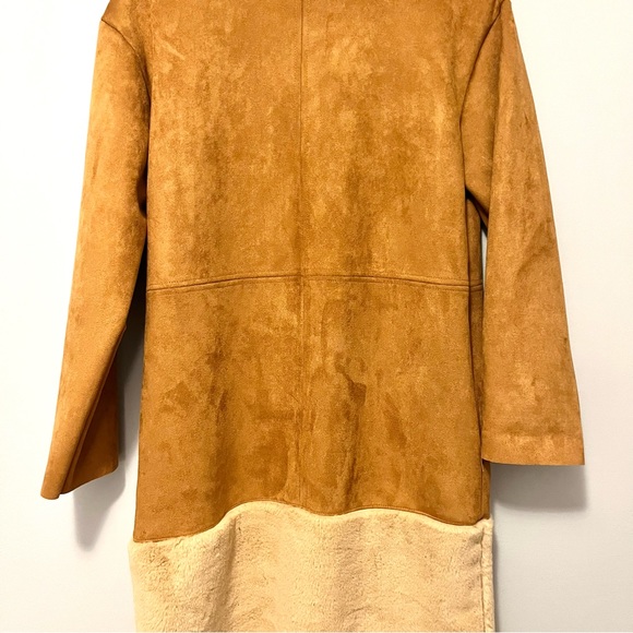 Zara brown suede & faux fur snap up button coat - Picture 13 of 16